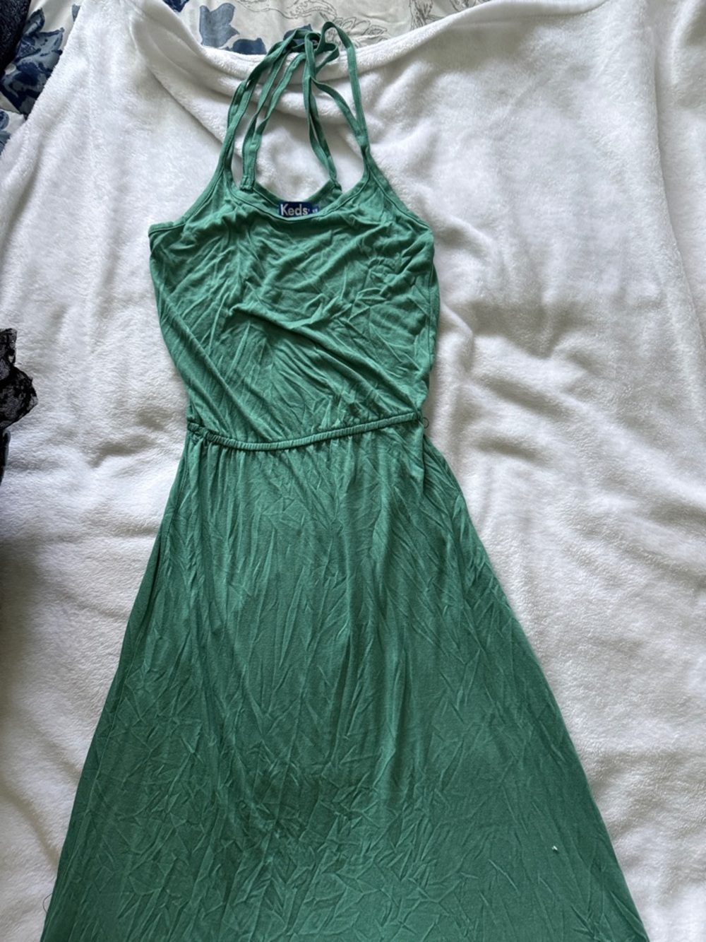 Keds Green Halter Maxi Dress with Braided Waist